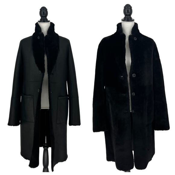 Joseph Britanny Reversible Leather & Fur Coat in Black Size 32, US 0 - Picture 4 of 15